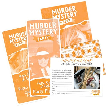 University Games Murder Mystery Party Games - Pasta, Passion & Pistols, Host Your Own Italian Restaurant Murder Mystery Dinner for 8 Players, Solve the Case with Crime Scene Clues, 18 Years and Up