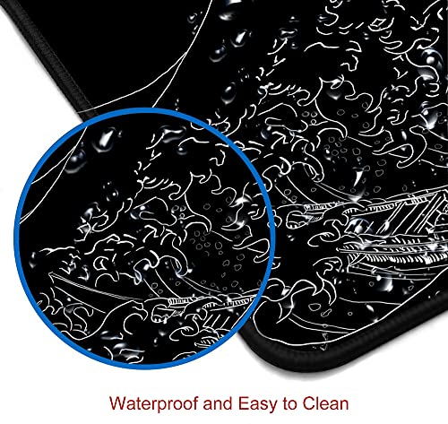 Gaming Mouse Pad, Large Mouse Pads for Desk, Non-Slip Rubber Base Mousepad, Keyboard Mouse Mat, Desk Pad with Stitched Edges, 31.5x11.8inch, The Great Wave Off Kanagawa - color: 14 the Great Wave Off Kanagawa