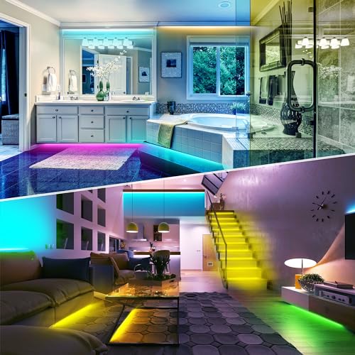 NBBUFF Led Lights for Bedroom Smart App Controlled 300FT(3 Rolls) RGB Strip Lights for Bedroom, Sync with Music, Ideal for Home Party and Room Decoration - size: 300 ft