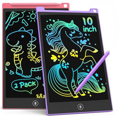 TECJOE 10 Inch 2 Pack LCD Writing Tablet, Colorful Doodle Board Drawing Tablet for Kids, No Mess Toddler Travel Learning Toys, Christmas Birthday Gifts for 3 4 5 6 7 8 Year Old Boys Girls Preschooler - color: Purple Pink