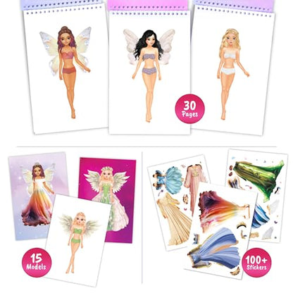 Sticker Dress Up Angels and Fairies Activity Book for Girls | Features guided fashion paper doll scenes; perfect for creative kids ages 5 and up who love imaginative play. - color: Sticker Dress Up Angels and Fairies