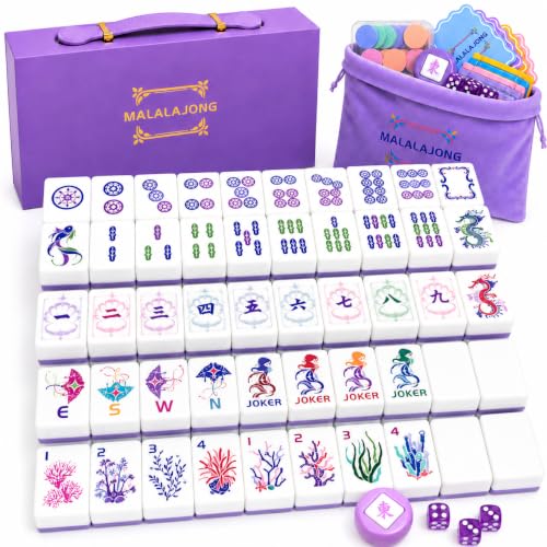 Purple American Mahjong Set, 168 Premium Melamine Tiles with 12 Jokers, Luxury Gift Box Mahjongg Set for Women, Moms & Grandmas, Portable Board Game for Girls’ Night & Weekly Clubs - color: Purple