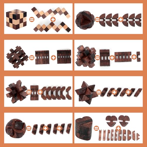 8 Pcs Brain Teaser Puzzles for Adults Teens - Wooden Puzzles 3D Puzzle Game Toys for Adults Teens - Unlock Interlocking Puzzle Adult IQ Education Smart Toys - style: Style D