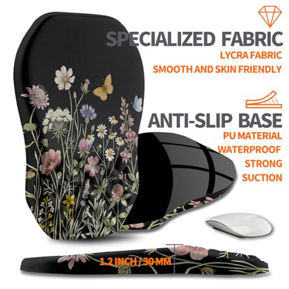 Ergonomic Slope Mouse Pad Wrist Support, Wrist Rest Mousepad for Carpal Tunnel Pain Relief with Massage Bulge and Slow Rebound Memory Foam (12x8 inch, Butterfly and Flower) - color: AM041-Butterfly and Flower