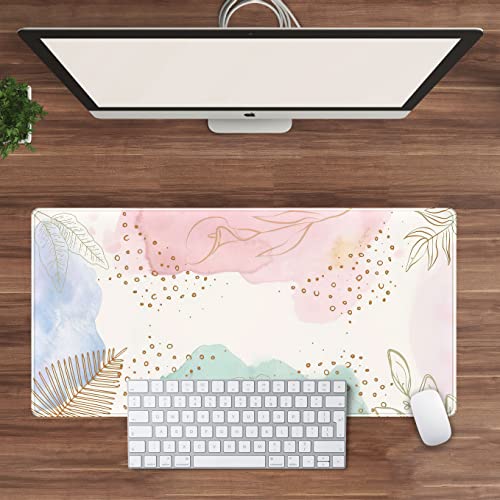 Boho Pastel Painting Mouse Pads, Abstract Mousepad XXL,Extended Mouse Pad for Keyboard & Wireless Mouse,Cute Large Desk Protector Mat Full Desk Gaming Mice Pad for Office Home 31.5x15.75 in - color: B-pink Blue