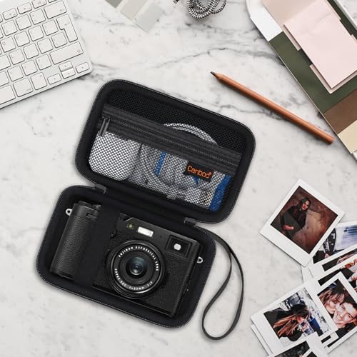 Canboc Carrying Case for Fujifilm X100VI/ X100V/ X100F/ X100S/ X-E5 Digital Camera, Zipper Mesh Pocket fit USB Cable, Black (Case Only) - color: Black
