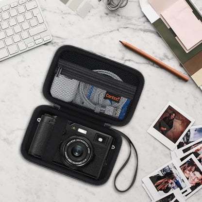 Canboc Carrying Case for Fujifilm X100VI/ X100V/ X100F/ X100S/ X-E5 Digital Camera, Zipper Mesh Pocket fit USB Cable, Black (Case Only) - color: Black