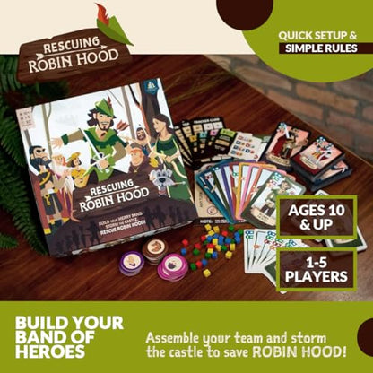 Rescuing Robin Hood – Cooperative Deck-Building Card & Strategy Tabletop Board Game | 1-5 Players | Ages 10+ | Medieval Fantasy Adventure | Kids, Teens, Adults, Family & Friends | Co-Op Fun Game Night
