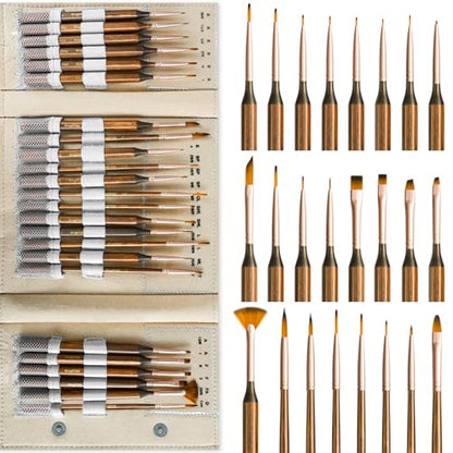 Nicpro 24 PCS Extreme Miniature Paint Brushes,Fine Micro Model Detail Brush | with Handbag for Acrylic, Watercolor, Oil, Paint by Numbers, Craft, Models, Miniatures - size: 24 PCS