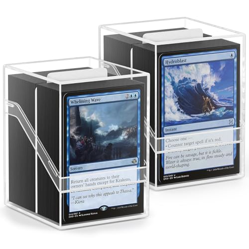 YSCare 2 Pack Card Deck Boxes, Deck Case and 200Pcs Card Sleeves with Dividers, Standard Clear Commander Storage Box Fit for MTG, Sport, Trading Cards Cards (Black) - color: Black, size: 200