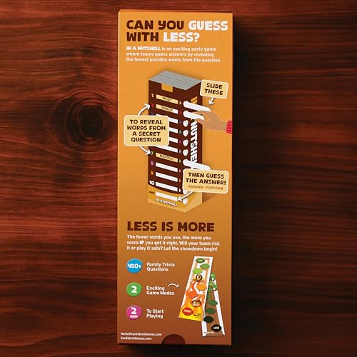 CONFIDENT? in A Nutshell: Slide & Reveal Word Guessing Board Game with 450+ Questions - Fun Family Party Game for Kids & Adults, Ages 10+, 2-20 Players, 20 Minute Playtime | Innovative Sliding Window Word Guessing Game, 450+ Questions, Family Fun for Kids