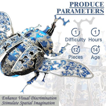 3D Metal Puzzles for Adults,3D Model Building Puzzle Kits,Cool Insect Animal Themed Design,Bugs Model Kits Brain Teaser DIY Assembling Crafts Kits Creative Ornament (Beetle) - color: Beetle