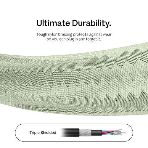 Pixio Mint Green 8K HDMI 2.1 Cable Ultra Certified Ultra High Speed 6FT 8K 60Hz 4K 120Hz Nylon Braided, Gold Plated Connector, Anti-Breakage, HDR10+, dtsx, eARC, HDCP, Dolby Compatible - color: Mint Green, size: 6 ft