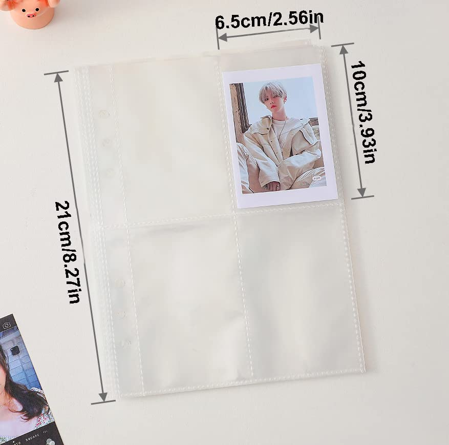 Kpop Photocard Binder 3 Inch, 25 Pocket Inner Pages, 50pcs Holographic Card Sleeves, 6 Sheets Cute Korean Stickers - color: Black