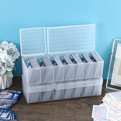 OwnMy 2PCS Plastic Trading Card Storage Boxes, Baseball Card Storage Boxes | Plastic Card Storage Box with Dividers, Plastic Card Deck Box Organizers Top Loader Storage Boxes for TCG / MTG Cards