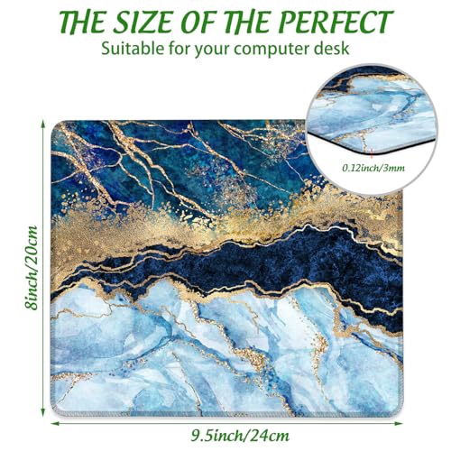 Mouse Pad Blue Liquid Marble Square Mousepad Desk Mat with Non Slip Rubber Base, Stitched Edge Mouse Mat Desk Pad for Work Game Office, 9.5x8 Inches - color: Blue Liquid Marble