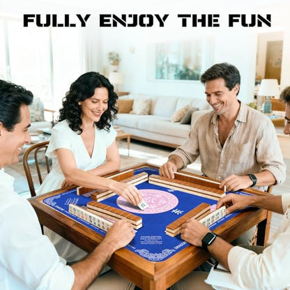 Navy Blue Mahjong Mat (31.5X 31.5 in), Non-Slip Noise Reduction | Mahjong Table Mat for Table, Mah Jong Mat with Carrying Bag, Game Table Cover for Mahjongs Poker Dominoes, Christmas Gift - color: Patternedflower