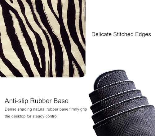 Zebra Striped Printed Desk Mat Large Gaming Mouse Pad XL Extended Mousepad Desk Pad Big Keyboard Pad Desktop Mouse Mat 31.5"x11.8" Deskmat for Gamers with Stitched Edges Non-Slip Rubber Base - color: Zebra Striped Printed