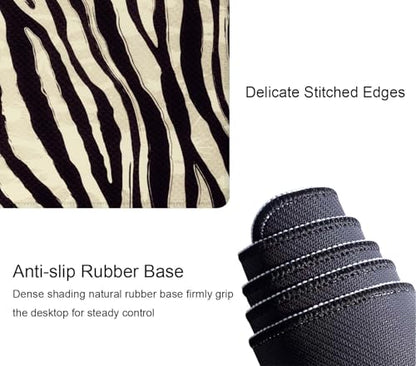 Zebra Striped Printed Desk Mat Large Gaming Mouse Pad XL Extended Mousepad Desk Pad Big Keyboard Pad Desktop Mouse Mat 31.5"x11.8" Deskmat for Gamers with Stitched Edges Non-Slip Rubber Base - color: Zebra Striped Printed