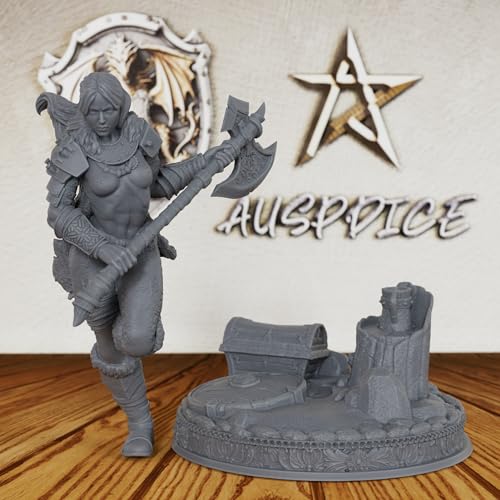 DND Minis for Miniature Game & Fantasy Role Playing - Tabletop Unpainted Miniatures for Dungeon Masters, 28mm Scale TTRPG Accessory Figure with Scenic Base - Angry Barbarian (AS212)