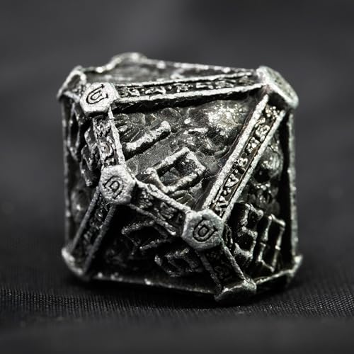 Metal DND Dice Set for D&D Dungeons and Dragons RPG Game Skull Wizard Theme Polyhedral Dice with Metal Gift Box for Dice Goblin Collectable Unique Skeleton Halloween Accessories (Black) - color: Black