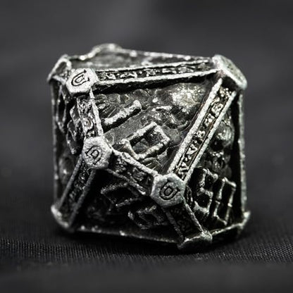 Metal DND Dice Set for D&D Dungeons and Dragons RPG Game Skull Wizard Theme Polyhedral Dice with Metal Gift Box for Dice Goblin Collectable Unique Skeleton Halloween Accessories (Black) - color: Black