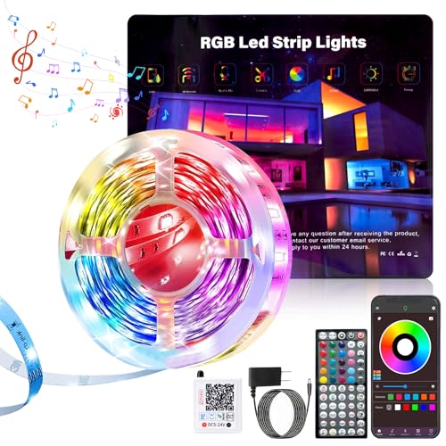 NBBUFF LED Lights for Bedroom 50FT, RGB LED Strip Lights Music Sync, DIY Color Changing LED Light Strip with Remote & App Controll, Led Lights for Room Decor Tape Lights Ambiant Lighting (1 Roll) - size: 50 ft