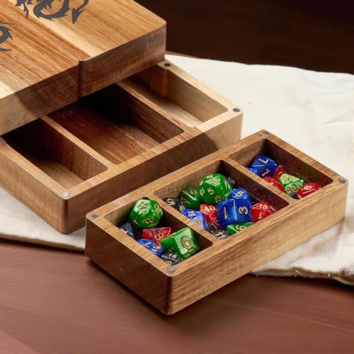Tapeera Wooden Magnetic Dice Tower with Tray - Dungeons and Dragons Accessory - Portable Dice Roller for Tabletop RPG - DND Gifts