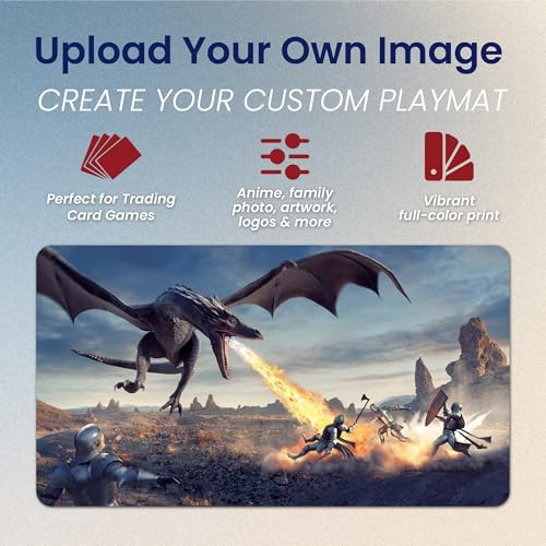 Custom Playmat TCG 16x32 Inches – Upload Your Image – Sublimation Desk Mat/Play Mat, Non Slip, Stitched Edges, Rubber for Trading Card Games (Final Fantasy MTG, Yugioh, One Piece, Pokemon, etc.) - size: 16x32 Inches