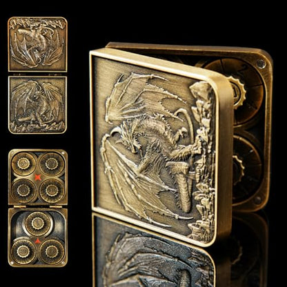 7 in 1 Metal DND Dice Set Spinner dice subitable for Dungeons & Dragons in Magnetic Iron Box（Gold） - color: Openable-gold