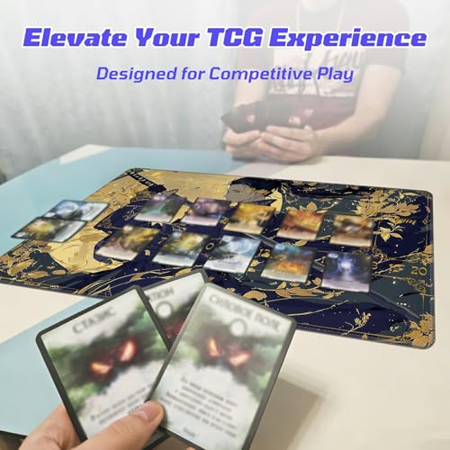 Classical-Style Hero TCG Playmat, RPG Quest Progress Playmat for MTG Card Game, Stitched Edge Non-Slip Rubber Base, Smooth Surface Trading Card Game Mat 24 x 14 Inch - color: Classical-style Hero, size: Zone 2