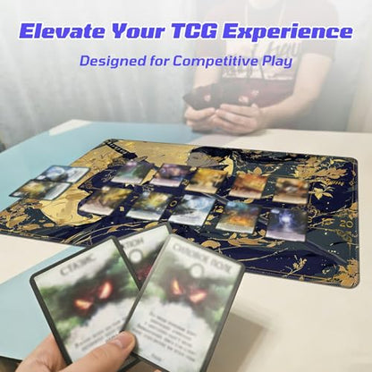 Classical-Style Hero TCG Playmat, RPG Quest Progress Playmat for MTG Card Game, Stitched Edge Non-Slip Rubber Base, Smooth Surface Trading Card Game Mat 24 x 14 Inch - color: Classical-style Hero, size: Zone 2