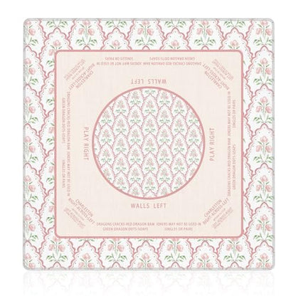 Pink and Green Floral Mahjong Mat 31.5"x31.5", Grandmillennial Flower Non-Slip Noise Reduction Gaming Mat for American Mahjong Poker Card Board Games Dominoes - color: Pink and Green Fower
