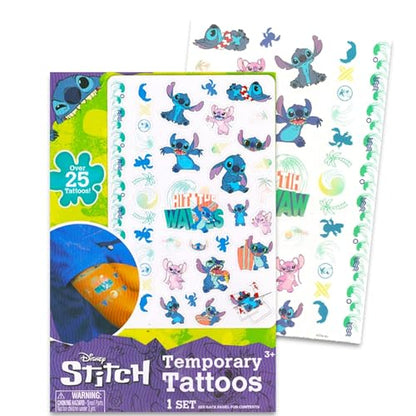 Stitch Wooden Jigsaw Puzzle 5 Pack - Stitch and Angel Wood Puzzles Bundle with Holding Tray, Tattoos, Activity Book, More | Disney Toys for Kids