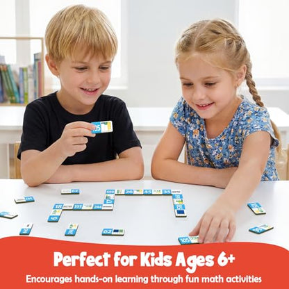 Kasfalci Place Value Dominoes Set Flash Cards, Back to School Supplies, 50 PCS Math Learning Games for Kids, Montessori Counting Toys, Preschool Kindergarten Classroom Must Haves - style: Place Value