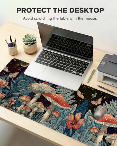Mouse Pad, Desk Mat, 31.5x11.8in Large Mousepad, Mushroom | Desk Pad with Stitched Edge & Rubber Non-Slip Bottom, Gaming Mouse Pad, Extended Mousepad for Home, Office - color: Mushroom