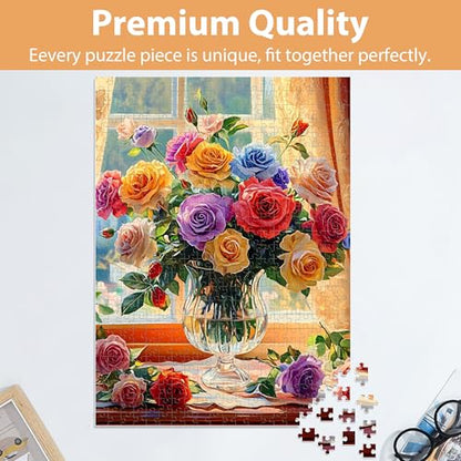 500 Piece Puzzles for Adults, Flower Jigsaw Puzzle 500 Piece for Adults Kids Seniors, Recycled Cardboard Large Piece Puzzle 500, Family Puzzles Great Gift for Mom Dad Family Friends 20.5 x 15 in - style: Flower Puzzle