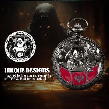 D&D Dice Set,7PCS Metal Dice for Dungeons and Dragons,Mini Dice Set with Pocket Watch Case,Role Playing Board Games Accessories (DM, Black) - color: Black, style: DM