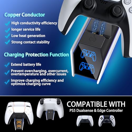 Clearance PS5 Controller Charger with Fast Charging AC Adapter, Charging Station Stand for PlayStation 5 DualSense and DualSense Edge, Dual Docking Station for PS5 Accessories