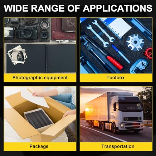 Treela 4 Pcs Customizable Polyethylene Foam Sheets 16x12x1.5" Black Thick Cuttable Foam Padding Inserts for Cases, Polyethylene Block Sheets for Packing Toolbox Storage and Craft Pad - size: 16x12x1.5''