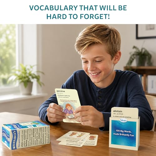 Skillmatics Vocabulary Flash Cards for Kids - Learn 100 Words with Wordplay, Visuals & Soundplay, Educational Gift for Ages 10, 11, 12, & Up, Screen-Free Language Game - style: Level 2