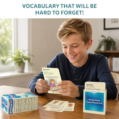 Skillmatics Vocabulary Flash Cards for Kids - Learn 100 Words with Wordplay, Visuals & Soundplay, Educational Gift for Ages 10, 11, 12, & Up, Screen-Free Language Game - style: Level 2