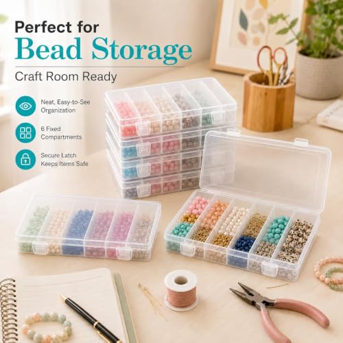10 Pcs Clear Tackle Box Organizer, Small Tackle Box, Transparent 8.2 x 4.6 x 1.3 in Plastic Storage Cases for Fishing Gear, Beads, Screws and Crafts