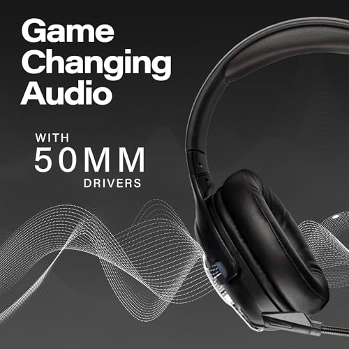 Meters Level-Up Gaming Headsets with RGB VU Virtual 7.1 Surround Sound, 50mm Drivers & Detachable Mic - USB Gaming Headphones Compatible with PC, Laptop & PS4 - Zero Latency (Carbon)
