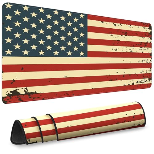 Gaming Desk Mat with Silky Smooth Surface & Exquisite Patterns,31.5x11.8 Inches Large-Sized Mouse Pad, Perfect for Extended Gaming,Work,and Home Office Decor (American Flag 2) - color: American Flag 2