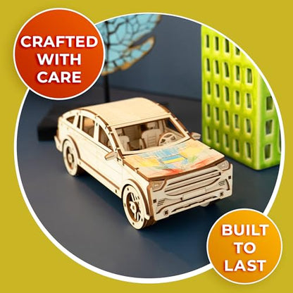 CG Games 3D Wooden Puzzles, CARSTERY E13 Car Model Kit. Self Building Vehicle DIY Kits, Wood Puzzle Models for Kids to Build, Brain Teaser Educational Puzzle Gifts for 8 Years Old and Up