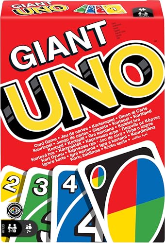 Mattel Games Giant UNO Family Card Game with 108 Oversized Cards and Instructions, Great Gift for Kids Ages 7 Years and Older | XL Color Blind Accessible & Customizable Oversized Card Game for Kids, Teens & Family Game Night, GRL91