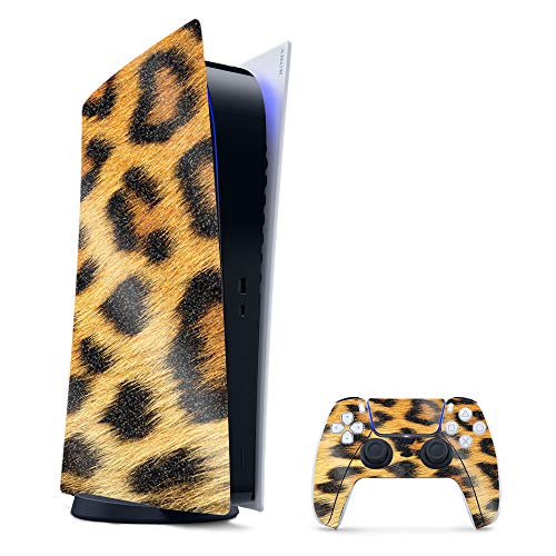 MightySkins Glossy Glitter Gaming Skin for PS5 / PlayStation 5 Digital Edition Bundle - Cheetah | Durable High-Gloss Glitter Finish | Easy to Apply and Change Styles | Made in The USA - color: Cheetah, size: PlayStation 5 Digital Edition Bundle