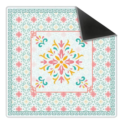 Turquoise Pink Chinoiserie Floral Mahjong Mat 31.5 x 31.5 in, Abstract Art Chinese Non-Slip Noise Reduction Gaming Mat for Table American Mahjong Poker Board Games Card Games Dominoes - color: Emerald Pink Abstract Floral Pattern Mahjong Mat