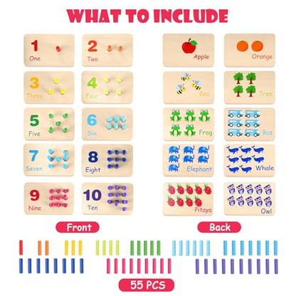Wooden Counting Numbers Peg Board for Kids, Montessori Math Toy for Toddlers, Math Manipulatives Preschool Early Learning Educational Materials for Kids 3 4 5 6 7